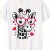 Cute Giraffe Heart Glasses Valentine Day Graphic Tee Unisex Cotton Casual Short Sleeve Tshirt