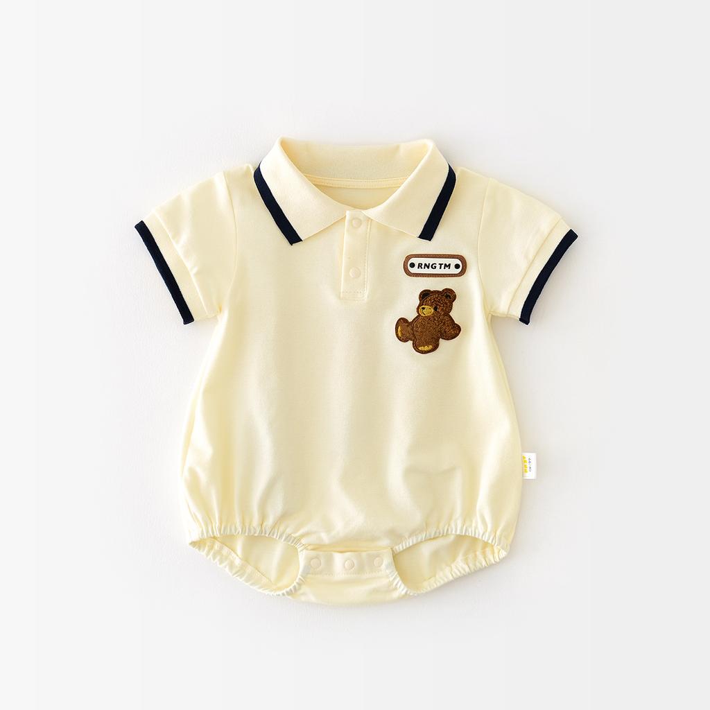 Baby Clothes Summer Jumpsuit Thin Boy Baby Lapel Leisure Fart Clothes Childrens Clothes for a Hundred Days.