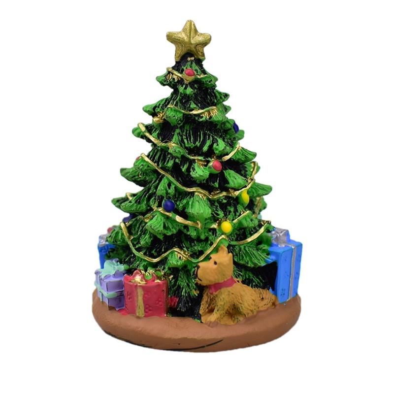 Miniature Festival Pine Sculpture Handcrafted Resin Christmas Tree Desk Decoration For Seasonal Celebration Display