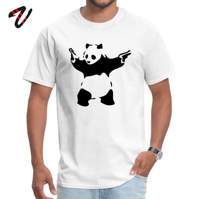 Мужская футболка Banksy Panda Guns Свитшот с круглым вырезом Футболки ДЕНЬ СВЯТОГО ВАЛЕНТИНА Топы Футболки С коротким рукавом Купоны Хлопковая футболка Простой стиль Camiseta