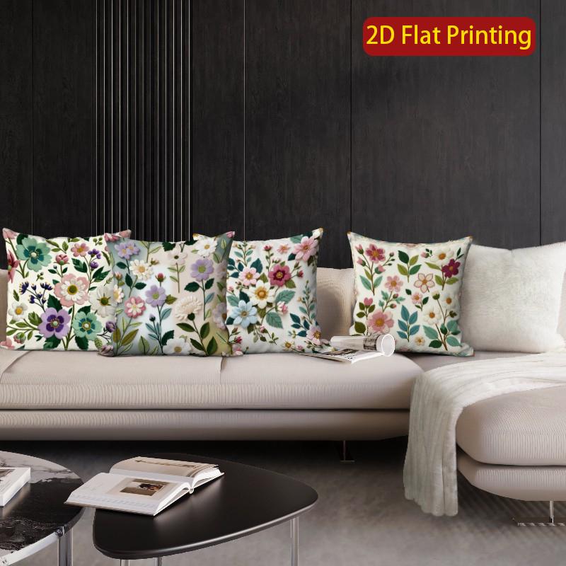 2D Vintage Floral 2D Print Throw Pillow Covers Pattern Cushion Cover Suitable For Sofa Bedroom Car Pillow Cover
