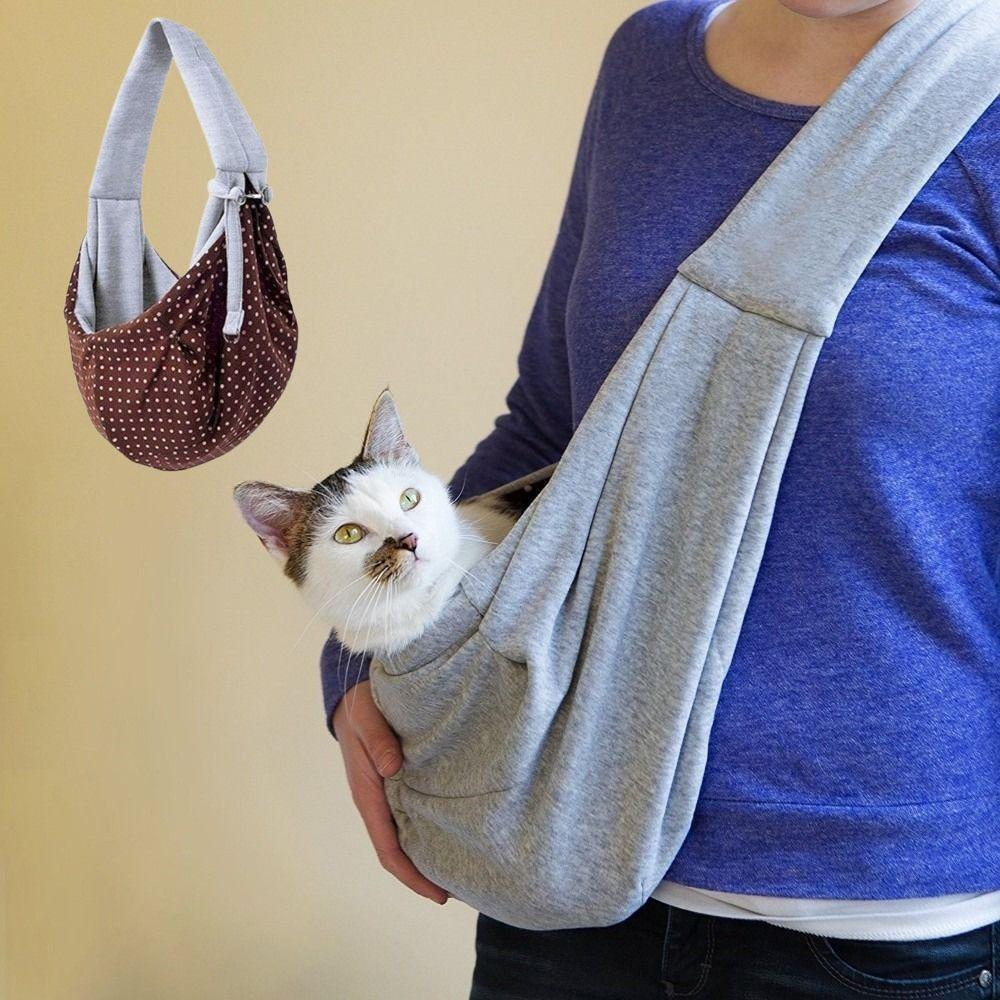 Sling Cat Crossbody Bag Breathable Dog Carrier Pouch Durable Pet Shoulder Bag  For Travel