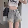 Women's Retro High-Waisted A-Line Wide Leg Denim Shorts - 2024 Spring/Summer Collection