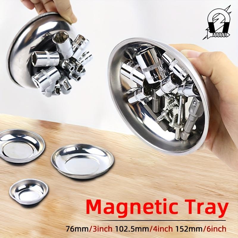 Square Round Magnetic Parts Trays Stainless Steel Magnetic Tray Metal Tool Holder Plate Bolts Nuts Screw Storage Tray Suction