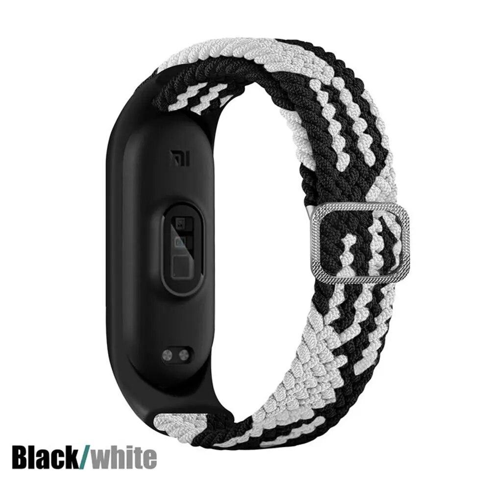 Тканый нейлоновый ремешок для Mi Band 8 7 6 Эластичный регулируемый нейлоновый браслет для Xiaomi Mi Band 4 3 5 6 7