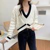 Lazy Style Knitted Sweater In V-neck Short Design for Autumn Winter Warmth and Comfort