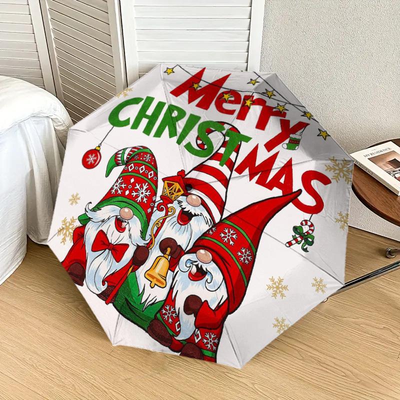1pc Christmas Gnomes Decorative Sign Umbrella with Plastic Handle,Suitable for All Seasons Home Travel Outdoor UmbrellaDD208