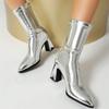Fashion Luxury Ankle Boots for Women Black Gold Silver Short Socks Boot High Heels Party Shoes Lady Big Size 45 New 2024 Winter Elegant