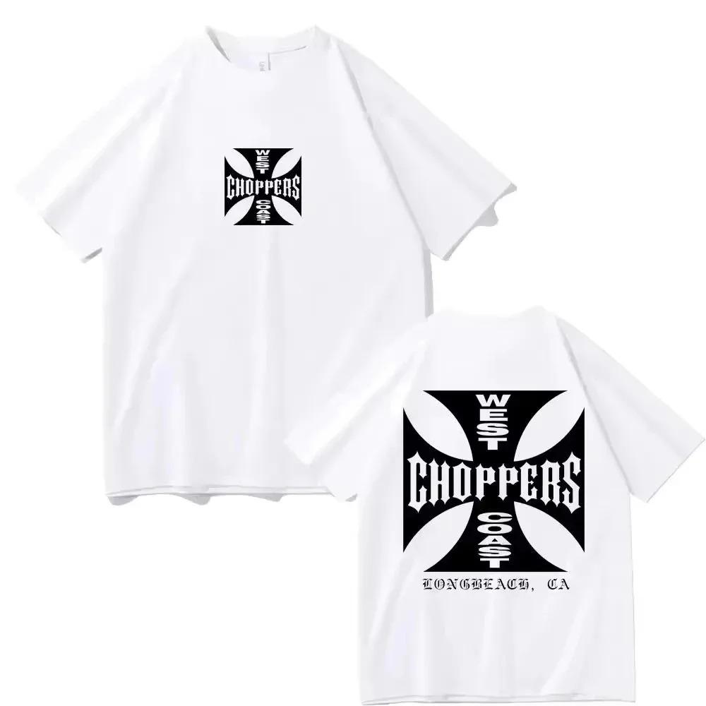 West Coast Choppers Остин Техас Классическая футболка с логотипом-крестом Винтажный байкерский стиль Черный хлопок Короткий рукав