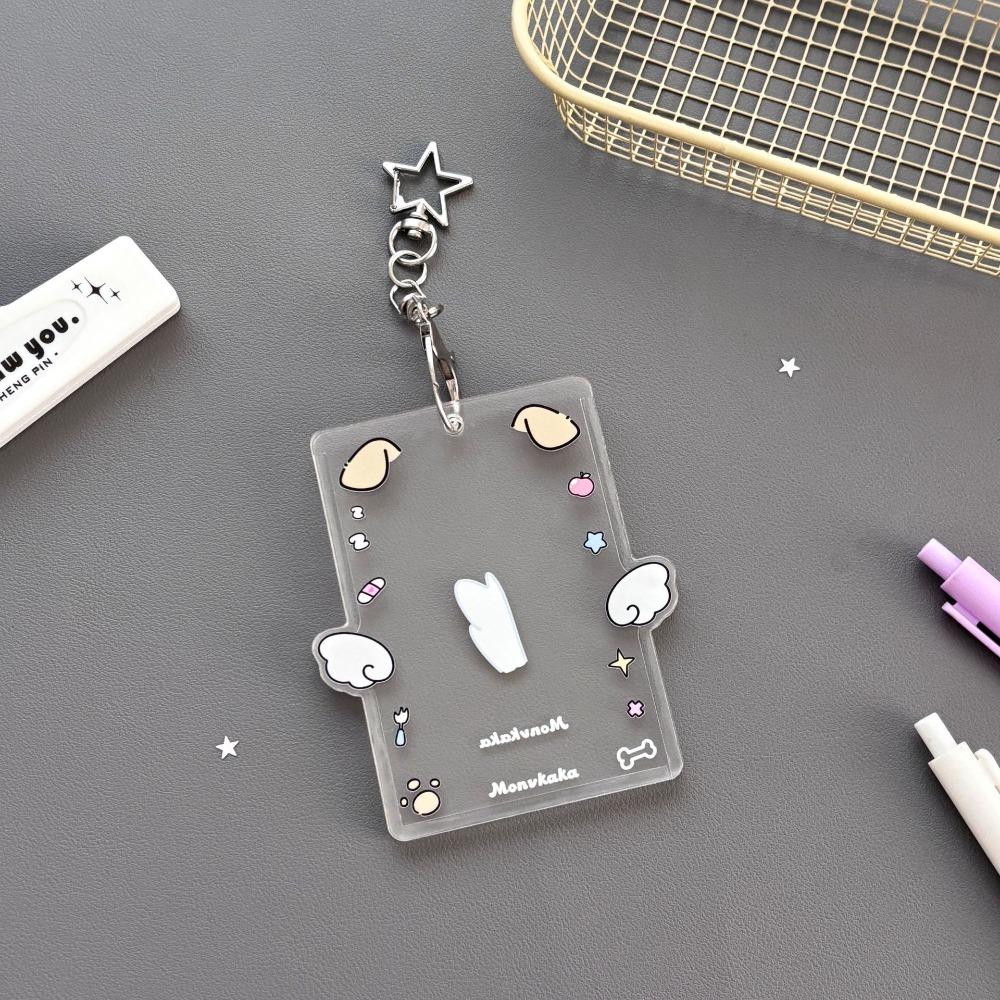Cartoon Korean Photocard Holder with Keychain Photo Photocard Frame School Stationery