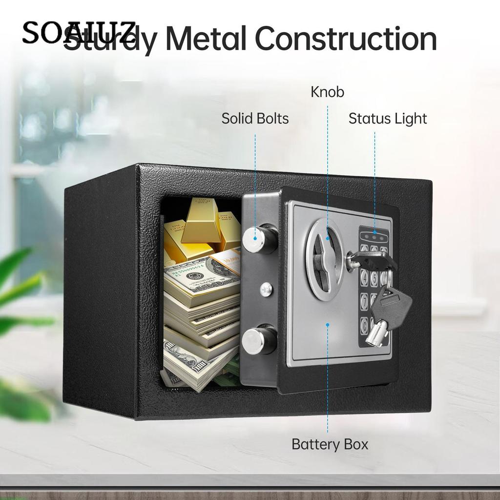 Домашние сейфы Bisofice, огнестойкая водонепроницаемая коробка с клавиатурой и 2 запасными ключами, цифровая домашняя безопасность