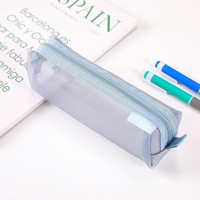1 Pcs Simple Mesh Transparent Pencil Case Storage Pen Bag Zipper Pouch Portable Mini Cute Stationery Office School Supplies