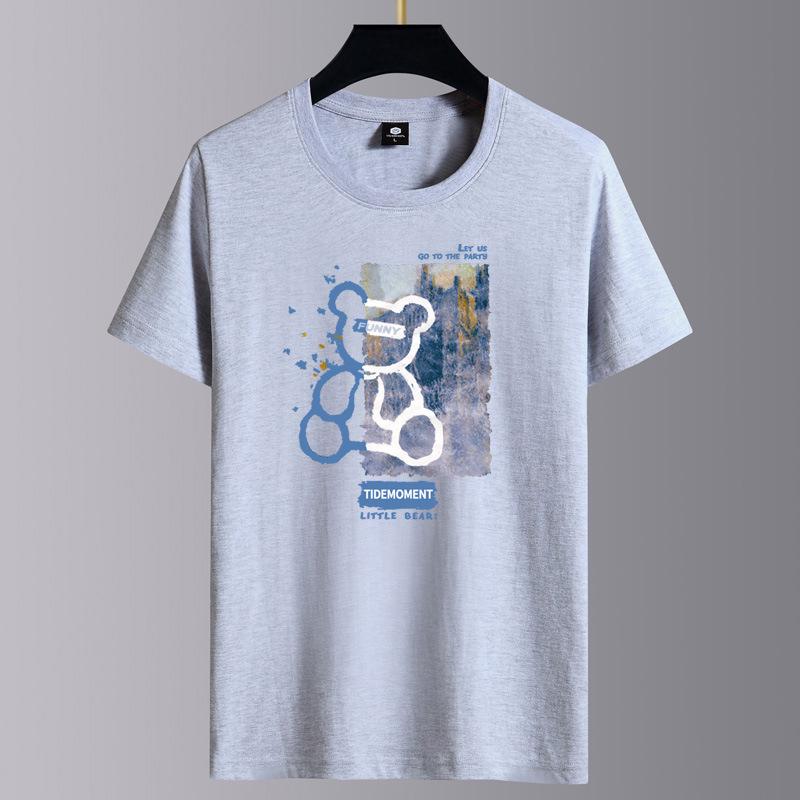 Мужская летняя 2025 хлопковая свободная повседневная футболка с коротким рукавом