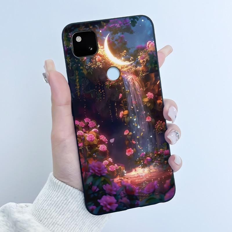 Для Google Pixel 4a 4G Чехол Роскошный Милый Кролик с Сердечками Забавный Мягкий Черный Матовый ТПУ Силиконовый Задний Защитный Чехол Тонкий