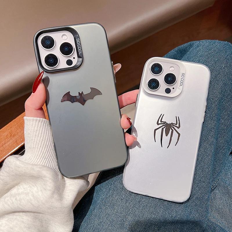 For iPhone 16 Pro Max Cases 3D Slivery Bat Spider Phone Case For iPhone 15 14 13 12 11 Pro 7 8 Plus X XR XS SE2 Shockproof Cover