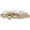 VidaXL Ensemble de canapé de jardin 14 pcs Beige Poly rotin, Set de jardin, mobilier en rotin modulable, pieds réglables, 3362851