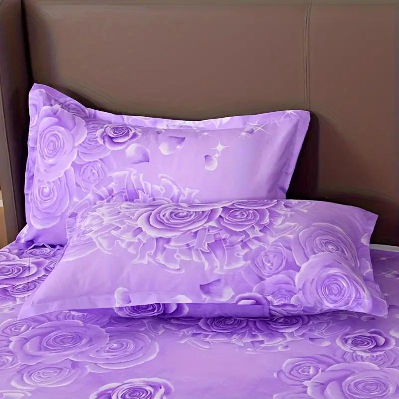 Набор из 3 предметов: Принтованная юбка для кровати 1 юбка для кровати + 2 наволочки, Цветочная кружевная юбка для кровати, Дышащее мягкое покрывало, Постельное белье, Защитный чехол для матраса с защитой от скольжения 360°