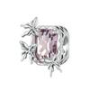 WOSTU 925 Sterling Silver Colorful Butterfly Charms Iris Cross Pendant Pink Crystal Bead Fit Original Bracelet Necklace DIY Gift