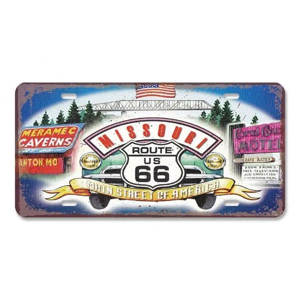 Сувенирный номерной знак Route 66, Винтажная металлическая автомобильная табличка 15x30см