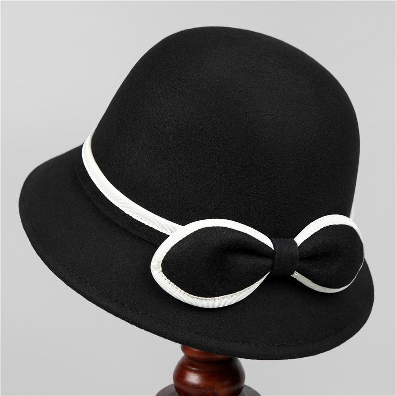 Элегантная фетровая шляпа из шерсти во французском стиле для женщин - осенне-зимняя шикарная легкая фетровая кепка с бантом в стиле рыбалки