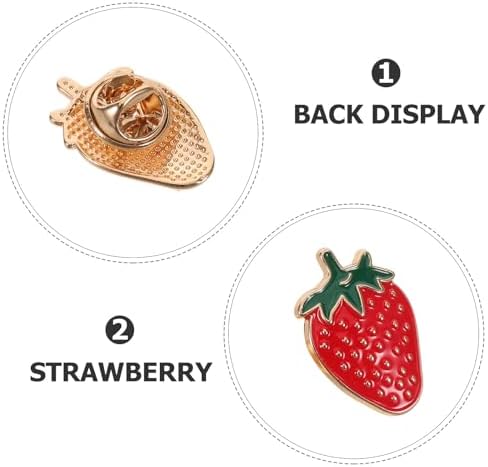 Ciieeo 6 Pack Strawberry Enamel Brooches Zinc Alloy Fruit Pins for Women Girls Red