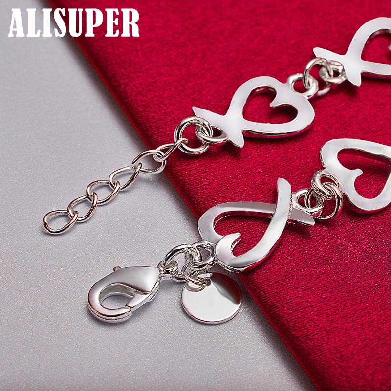 Ювелирные изделия-браслет-цепочка из стерлингового серебра 925 пробы с полным сердцем любви