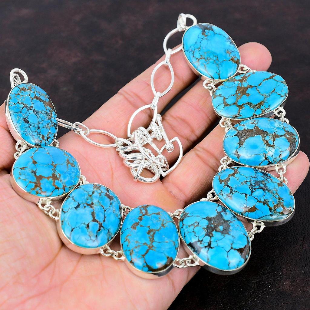 Тибетское ожерелье из бирюзы, ювелирные изделия из настоящего драгоценного камня, ожерелье из стерлингового серебра 925 пробы, регулируемое ожерелье-цепочка, уникальный ювелирный подарок ручной работы для него