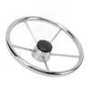 13 1 2 Inch Marine Steering Wheel 5 Spoke 25 Degree Stainless Steel Boat Steering Wheel with Center Cap and Grip for