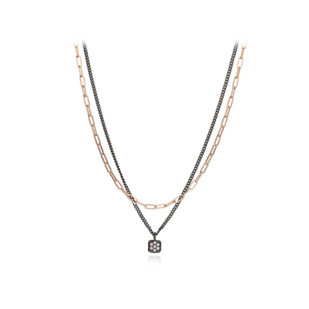 Chain Layered Black Necklace Elbrnn144