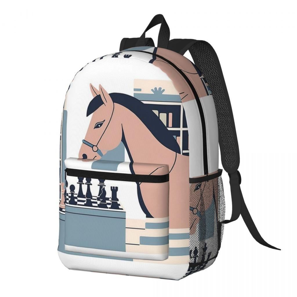 Рюкзак Шахматы и Лошадь Daypack Большая Вместимость Детский Сумка для Книг Школьная Сумка Наплечные Сумки для Мужчин Женщин