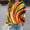 Tops For Women Oil Painting of Rivers Print Round Neck Long Sleeve T-shirt Fall Casual Slim Pullover Women's Long Sleeve Top
