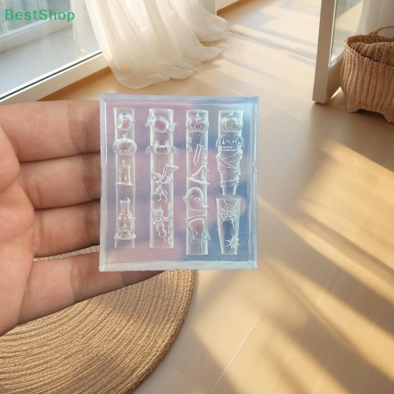 3D Silicone Nail Mold Halloween Pumpkin Spider Relief Mold Nail Art Decor Transparent Manicure Template