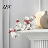 Holiday Gifts for Bear Lovers Resin Polar Ornament, White Hanging Figurine with Hat And Scarf Adorable Statues Garden Christmas Decoration,