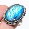 Natural Labradorite Gemstone Handmade 925 Solid Silver Jewelry Ring Size 10 A1S20