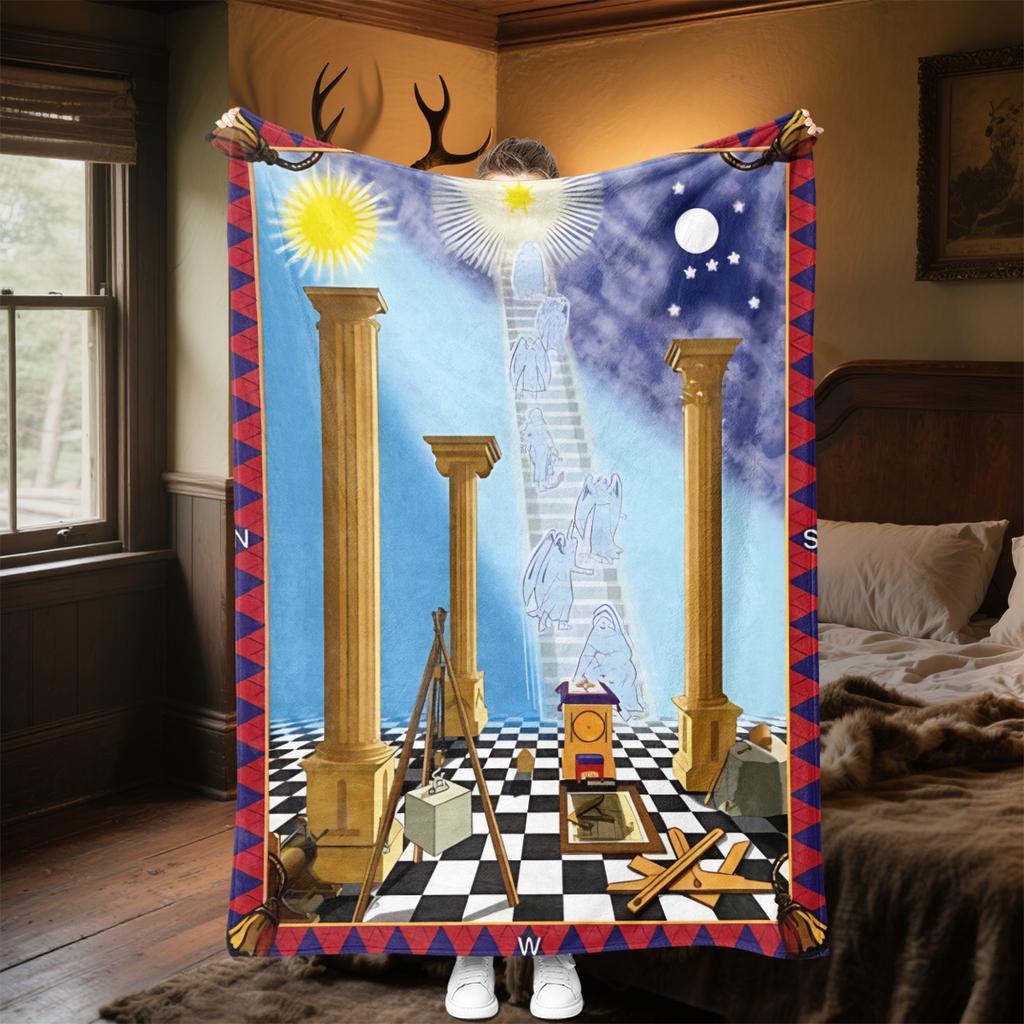 1PC Freemason Poster Masonic Symbols Soft Comfortable Throw Blanket Suitable All Seasons Great Gift Idea Home Office Travel