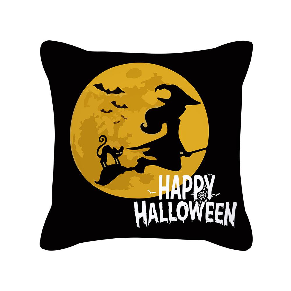 Halloween Cartoon Pumpkin Moon Bat House Decoration Pattern Pillowcase Bedroom Living Room Sofa Cinema Car Garden Pillowcase