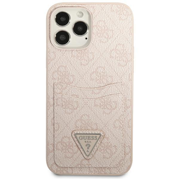 Etui do iPhone 13 Pro Guess 4G Triangle Logo Cardslot Różowe