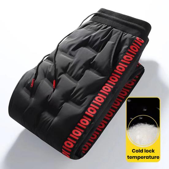 Осень-зима пуховые брюки с эластичной резинкой на талии и шнурком, однотонные утолщенные теплые брюки, ветрозащитные зимние теплые хлопковые брюки