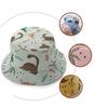 Cartoon Dinosaur Print Baby Bucket Caps Scalp Protection Beach Hat  Baby Girls