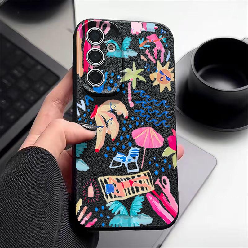Мультяшный чехол-пенал для отпуска для Samsung Galaxy A57 A37 A17 A56 A36 A26 A16 A55 A35 A15 A54 A34 A14 5G Силиконовый чехол с текстурой кожи