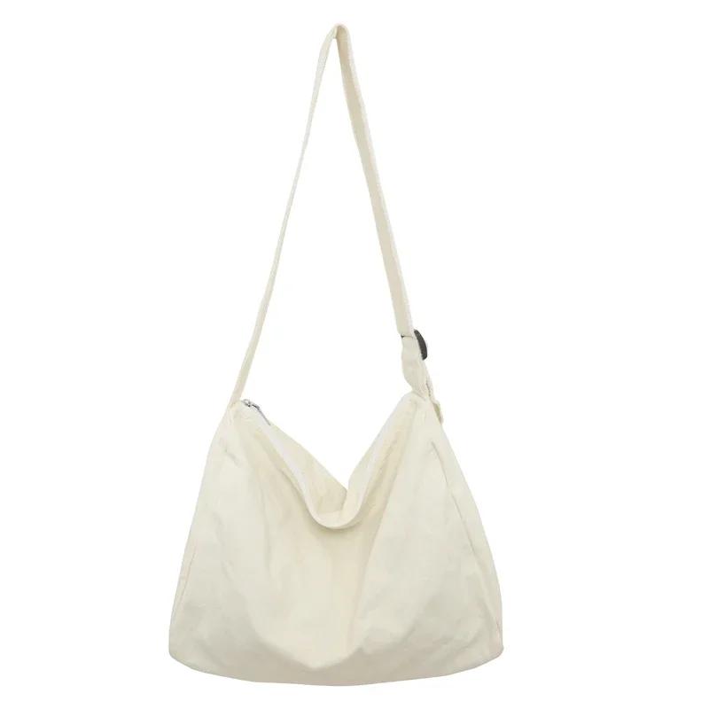 Новая повседневная женская сумка-мессенджер из холста, высококачественная винтажная подростковая сумка через плечо, однотонная сумка через плечо