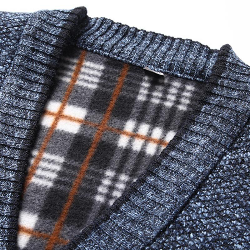 New Autumn And Winter Fashionable Warm Knitted Button Cardigan Sweater Jacket For Men Large Size Solid Color Loose Casual Jacket