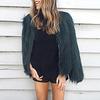 Women's Long Sleeve Fluffy Coat Open Front Faux Fur Cardigan Furry Parka Shaggy Jacket Winter Warm Outerwear