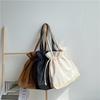 Women Canvas Bag Ruched Lady Solid High-Capacity Shoulder Bag Handbag String Simple Shopping Bag