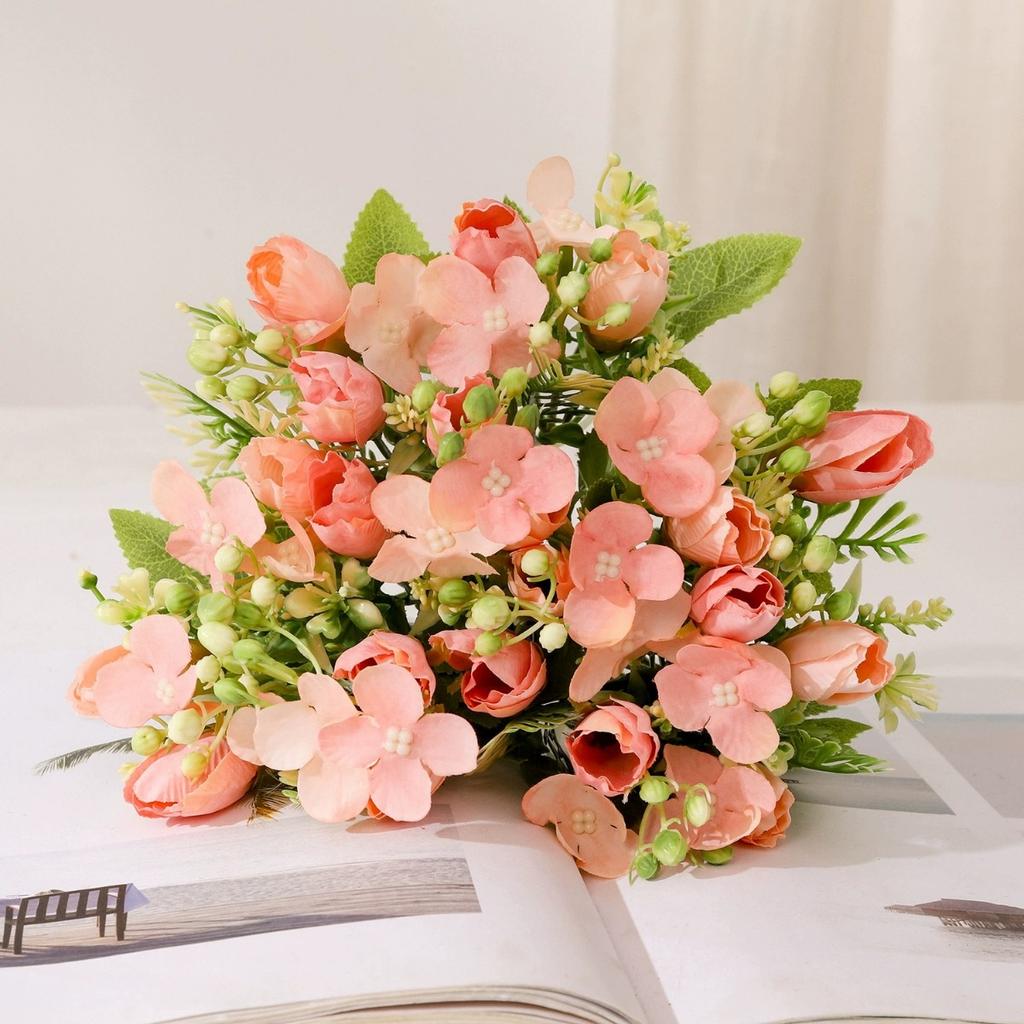 1 букет тюльпанов, искусственные мини-цветы, букет магнолий, цветок с длинным стеблем и листьями, искусственные цветы для домашнего декора, свадебных украшений