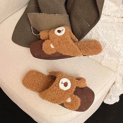 Милые хлопковые тапочки женские зима 2025 новые домашние теплые плюшевые тапочки для девочек бытовые осень и зима