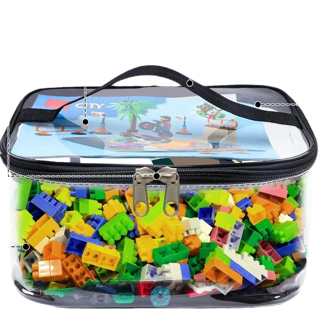 1pc/2pcs Transparent Mesh Zipper Toy Storage Bag Large Capacity Puzzle and Block Organizers Toy and Building Block Storage Boxes