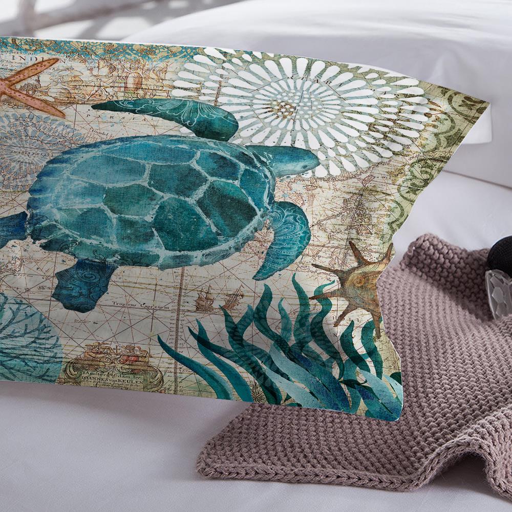 Новый прекрасный комплект постельного белья Bay Turtle Marine для взрослых/детей и девочек, простыня, черепаха, полный комплект постельного белья Queen