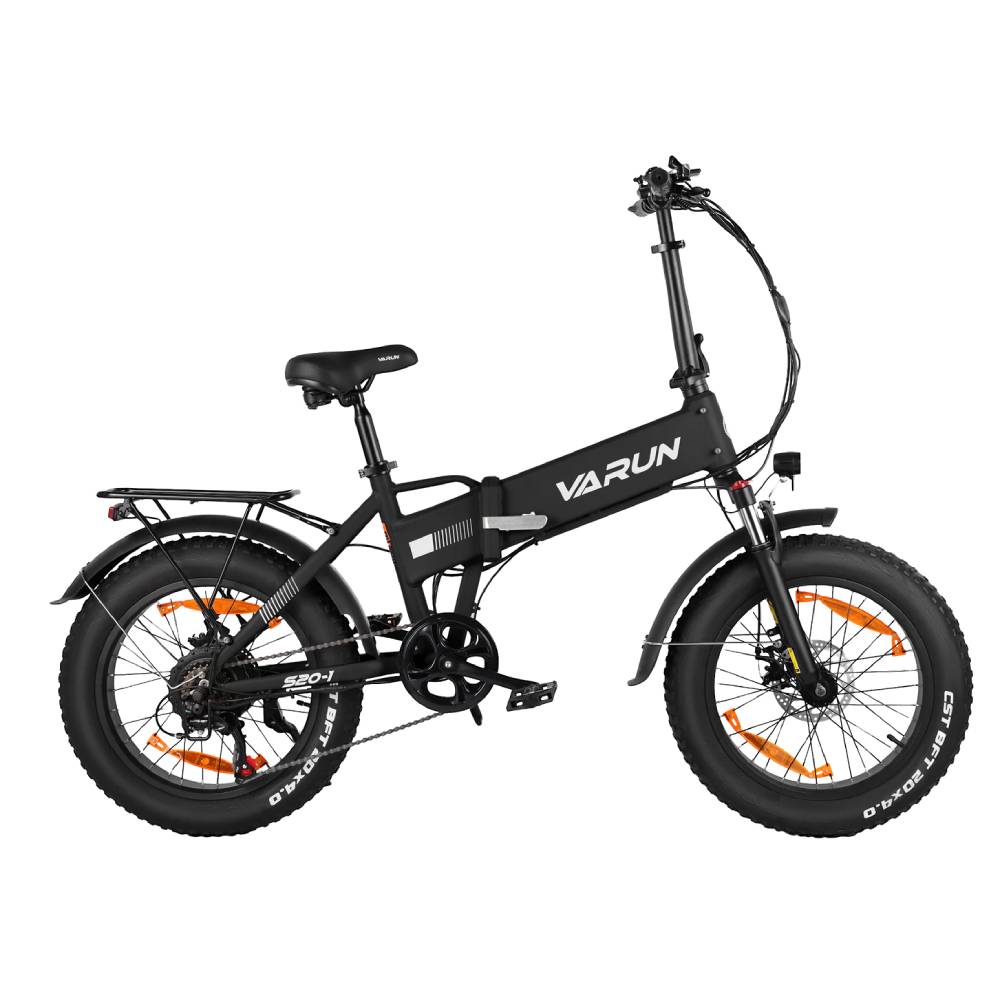 VARUN S20-1: 500W eats hills. 48V13Ah lasts week. 20×4" fat tires grip hard. Suspension smooths ride