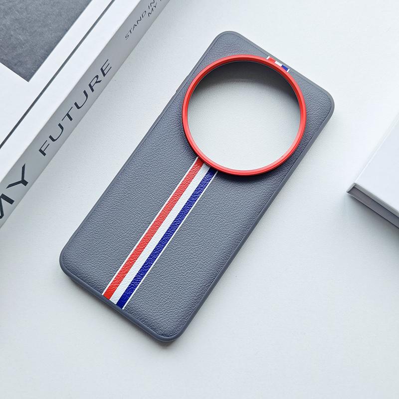 Чехол для Xiaomi 15 14 13 Ultra Трехцветная полоса ПУ кожа + ТПУ край Защитная крышка для объектива камеры для Xiaomi Mi 15 Ultra
